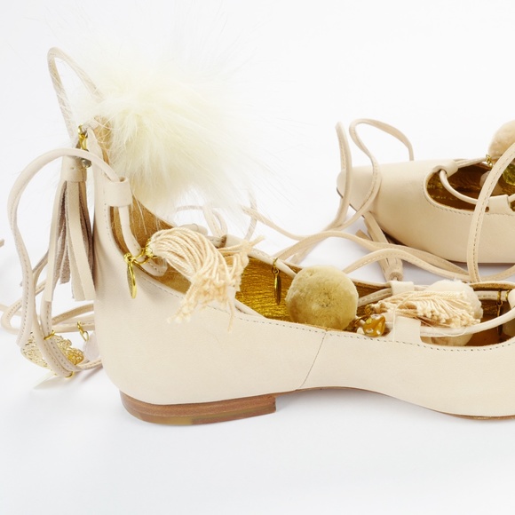 Alameda Turquesa Degas Pom Pom Flats - Size 36 - Picture 7 of 13